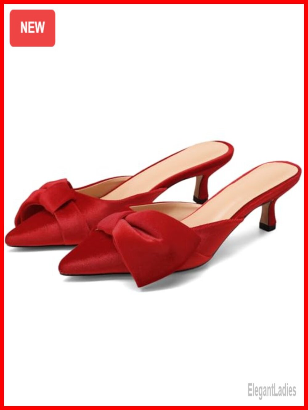 Velvet Bow Mules Pointed Toe Kitten Heels Slip On Pumps